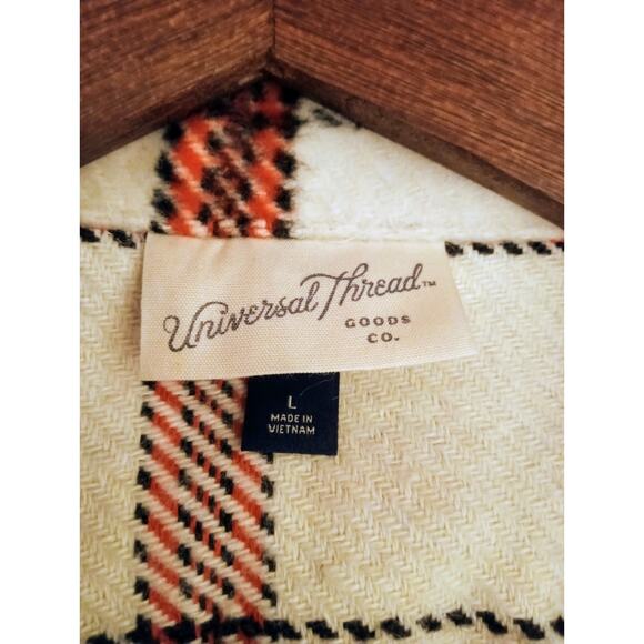 Universal Thread Women's Wool Polyester Shacket Jacket Barn Oversized Plaid SZ L - Picture 3 of 7
